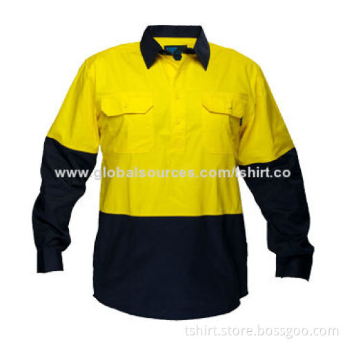 Cotton Drill Long-sleeve Work shirt, Customized Colors and Sizes Accepted